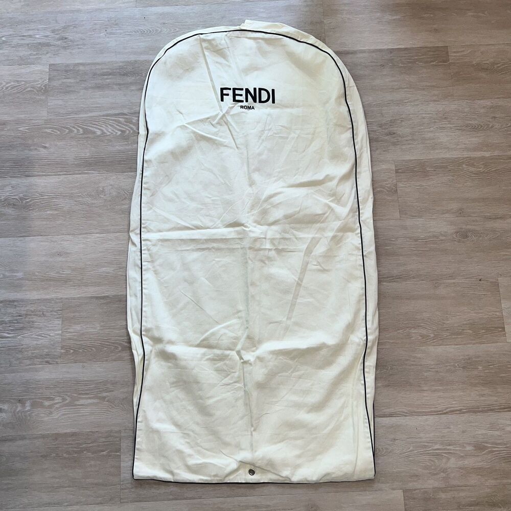 Fendi White Garment Dust Bag Storage Travel Cotton 26" x 52"